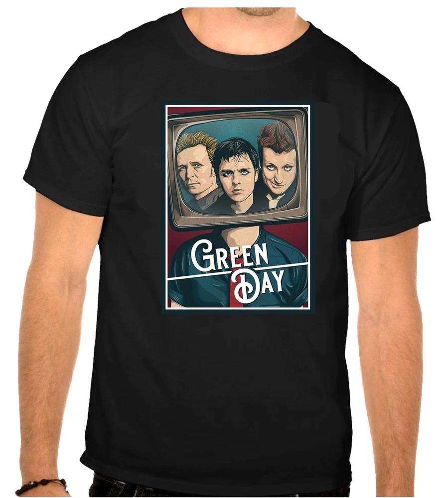 Green Day Greenday Rock Music Logo Black TShirt 1290 S