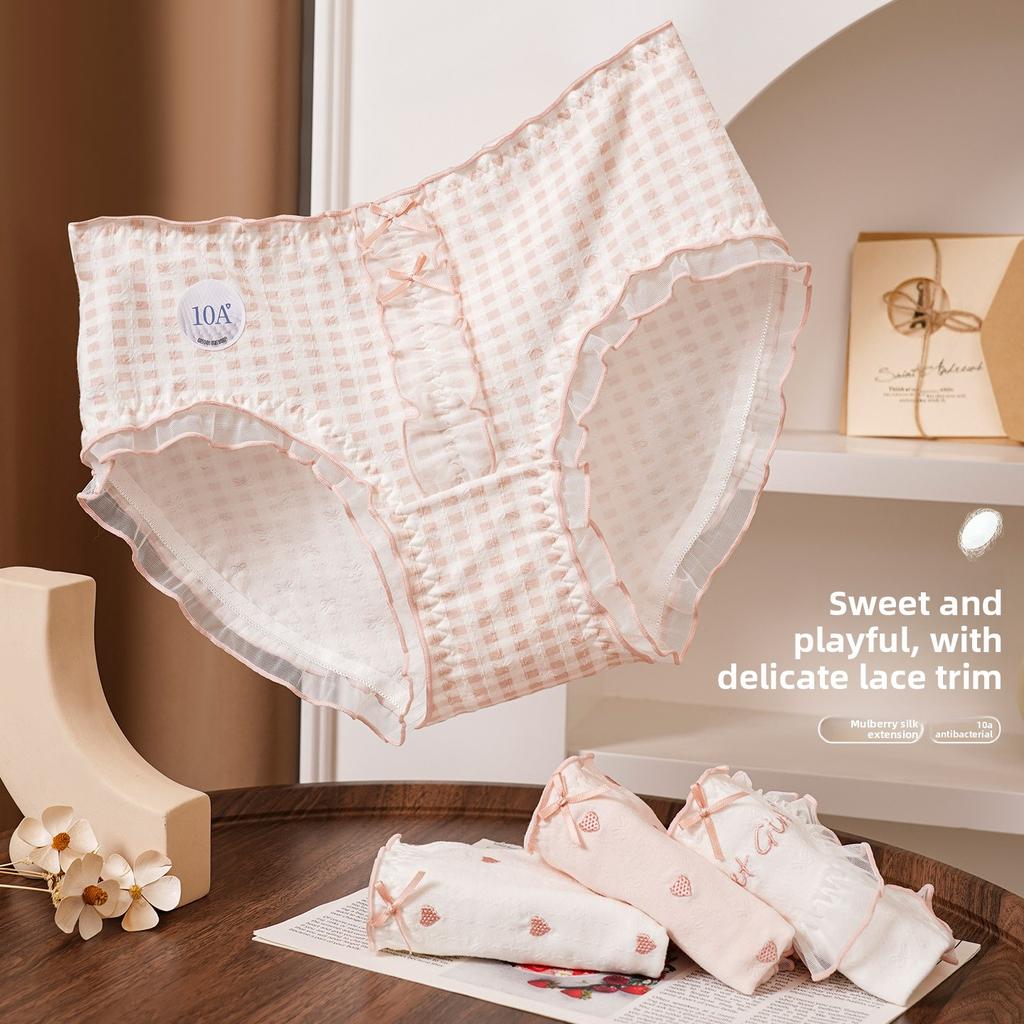 Plus Size Girl Cute Comfortable Cotton Antibacterial Extended Crotch Student Briefs