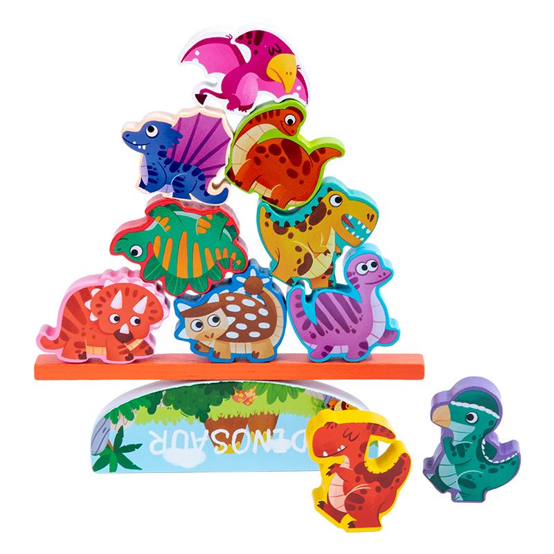 Wooden Stacking Animal Dinosaurs Building Blocks Toys Kids Educational Balance Toys Parent-child Interactive Tabletop Game