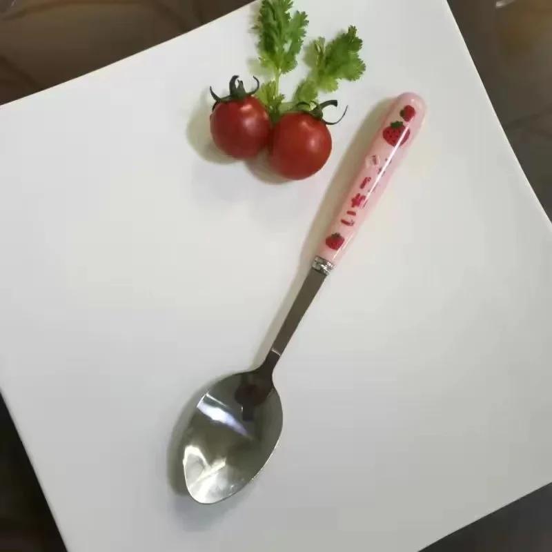 

1set Korean Style Cute Strawberry Chopsticks Spoon Fork Cutlery Set with Box Portable Stainless Steel Tableware Kitchen Utensils