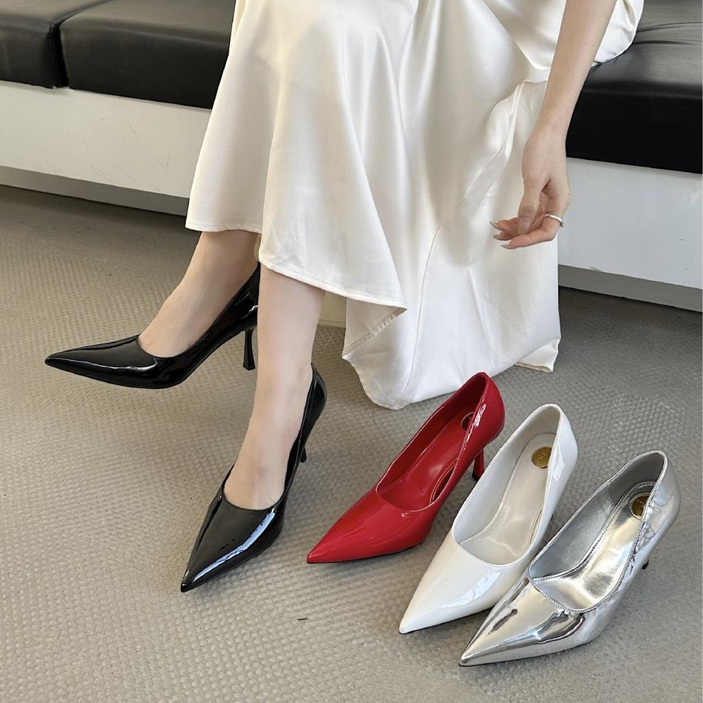 Spring New Pointed French with Skirt Thin Heel High Heel European and American Fashion Bag Head Women's Shoes Women's Single Shoes
