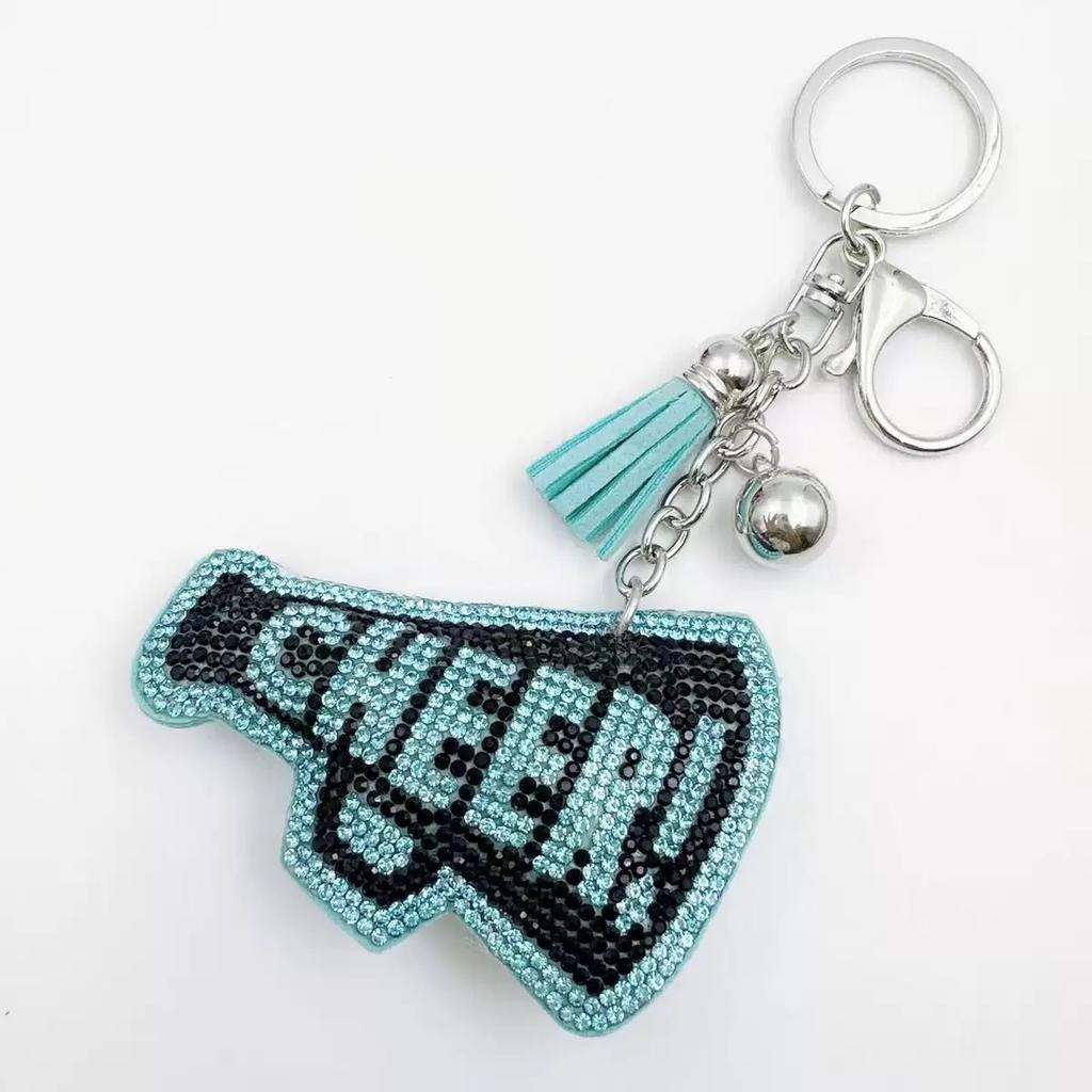 Velvet Korean Hot Diamond Keychain Cheer Squad Creative Letter Horn Keychain Backpack Pendant Gift. For Kids Adults Children's Birthday Gift Holiday