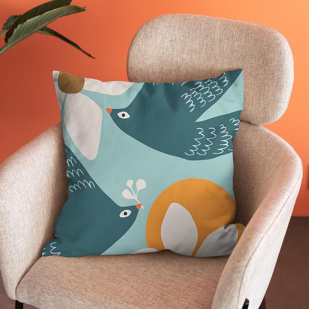 Nordic Abstract Art Flower Print Pillowcase Short Plush Pastoral Simple Home Sofa Cushion Car Cushion