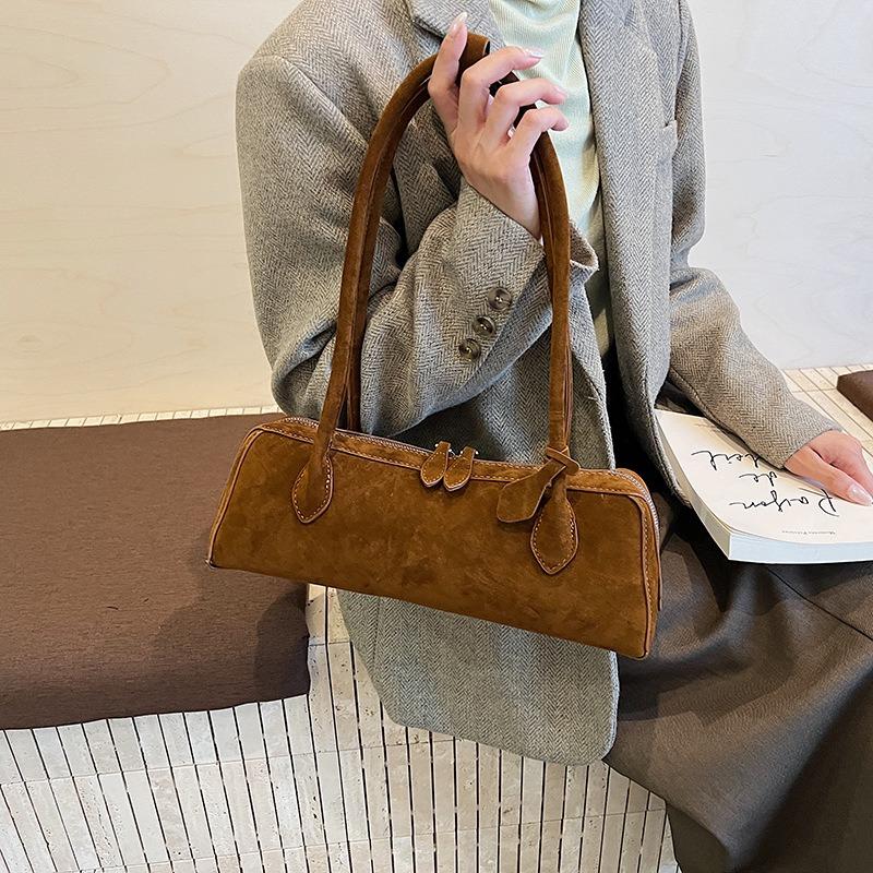 Retro baguette bag autumn and winter new simple suede pillow bag underarm bag women's shoulder bag