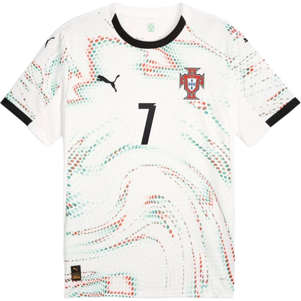 Puma X FPF Collaborazione Trasferta Maglia Portogallo 2025 Logo del Marchio Girocollo Confortevole Manica Corta Maglia da Calcio Uomo maglia Bianco 77920904