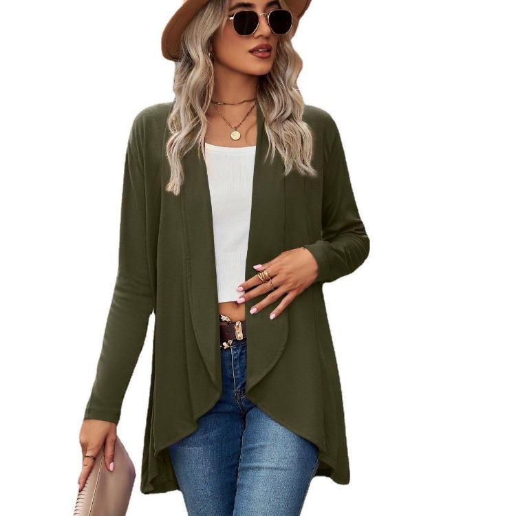 

Autumn Winter Women Solid Color European American Style Loose Knit Cardigan Long Sleeve Small