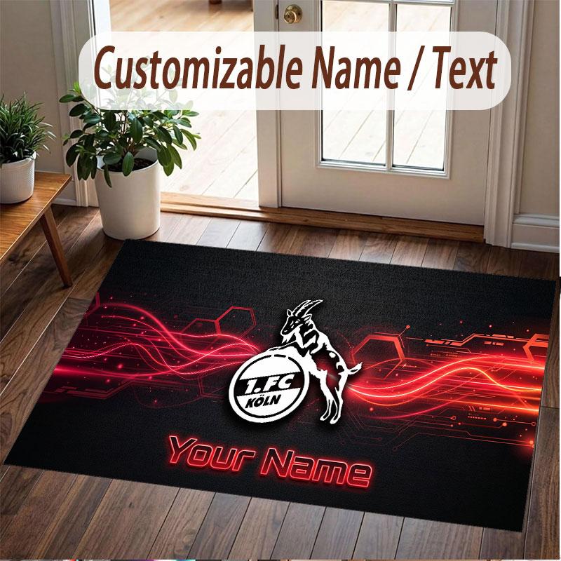 Custom Rug FC Köln Pattern Print Name Text Soft Non‑Slip Floor Carpet for Home Indoor Decoration