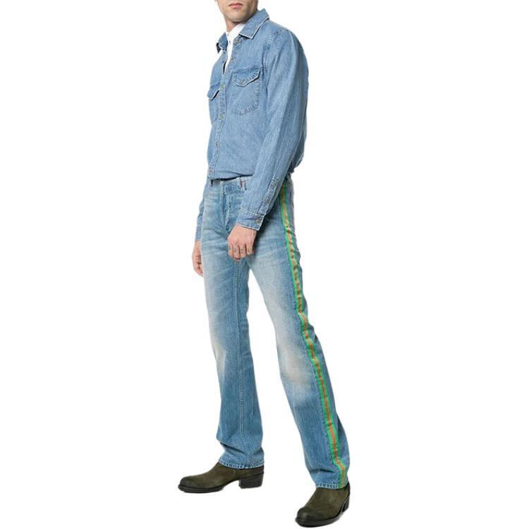 Previous Season Web Trim Embellished Straight Jeans 544674-XDADR-4206