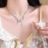 Crystal Butterfly Double Layer Pearl Necklace - Women's Layered Collar Necklace - Lightweight Luxury Small-Scale Delicate Neck Chain