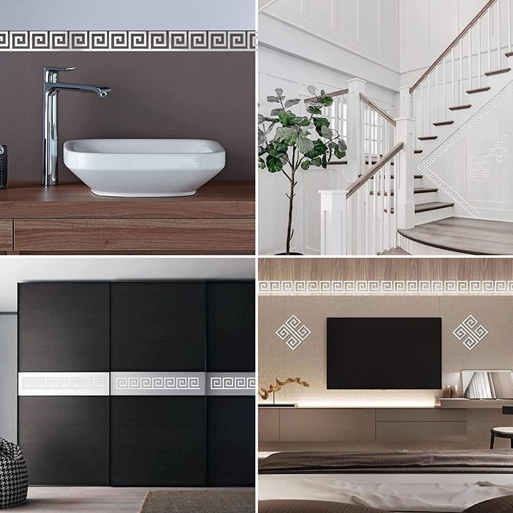 Mirror Waist Line Edge Strip Decal Wall Sticker  TV Background Home Decor