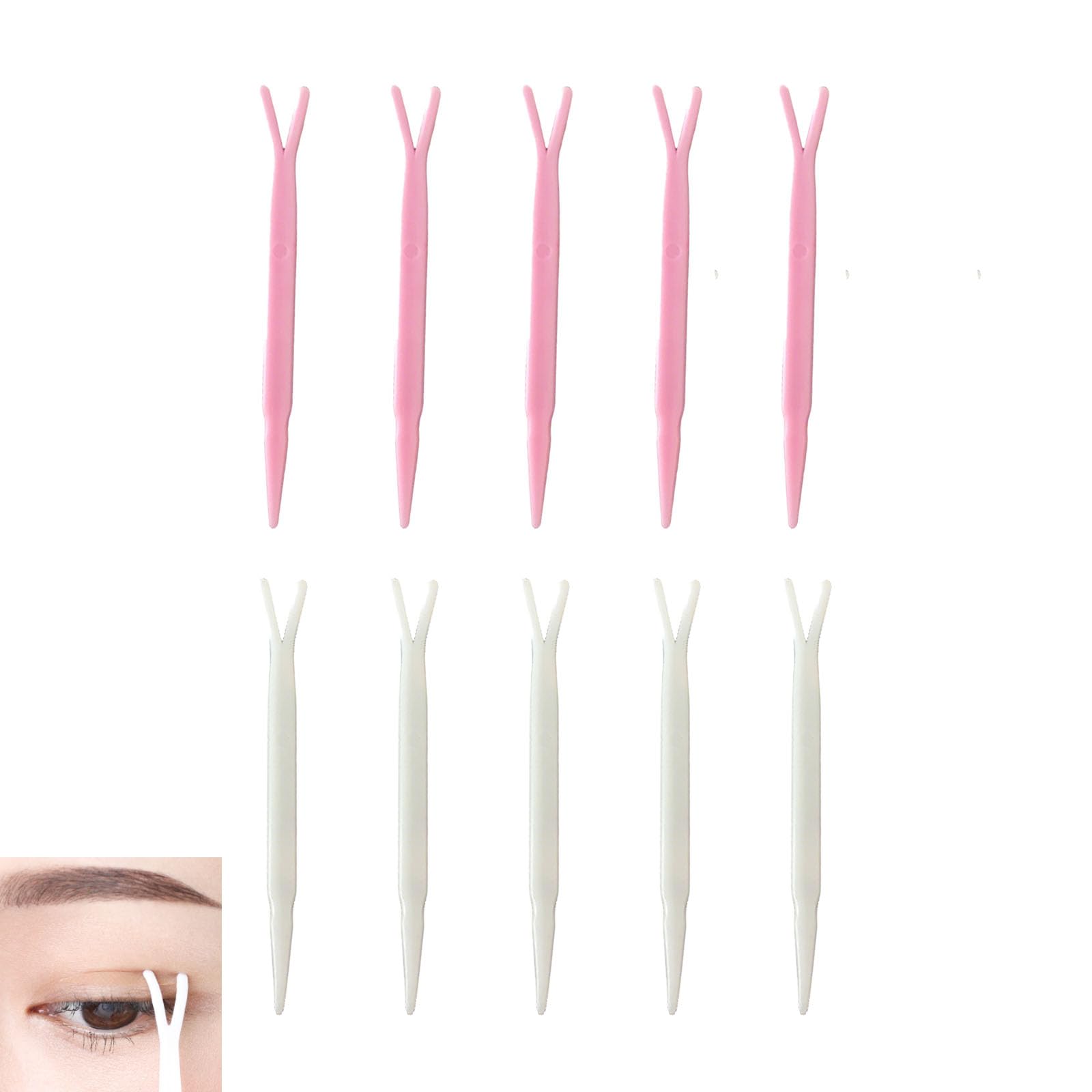Double Eyelid Assistance 5 Lightweight Easy to Double Eyelid Double Eyelid Beauty Eye Makeup Assist [FineGood] Tool, 10-Pack (5 Pink, White), Y-Shaped