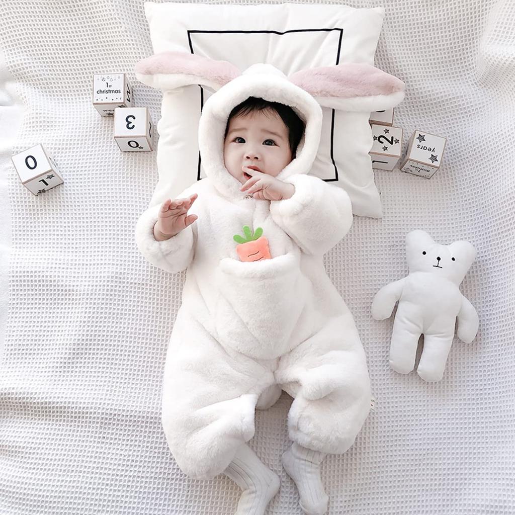 Cold Hooded Fluffy Winter Rabbit Baby Baby Shower Girl 100th Day Present [Famuka] Coveralls, Weather, Rompers, Jumpsuits, Costumes, Costumes, Clothes,