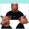 Disturbing Halloween Pig Head Mask For Masquerade Parties Animal Cosplay Latex Hood