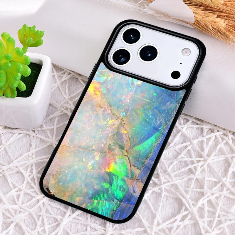 Opal Stone Iridescent Shockproof Phone Case for iPhone 17 Air 16e 15 11 12 14 13 Pro Max Cover Coque