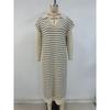 Women's Summer Sexy Knitted Striped V Neck Long Dress