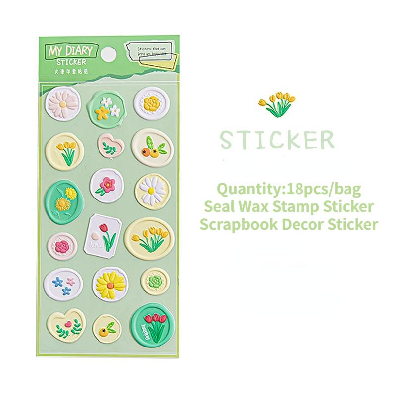 18pcs/20pcs Bag Wax Seals Stamp Sticker for Kid Vintage European Style Candy Color Sticker for Children DIY Decroative Scrapbook