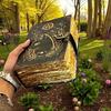 Grimoire Vintage Leather Journal, Celtic Cat Leather Journal, Blank Spell Book of Shadows Celestial Gifts For Him Her