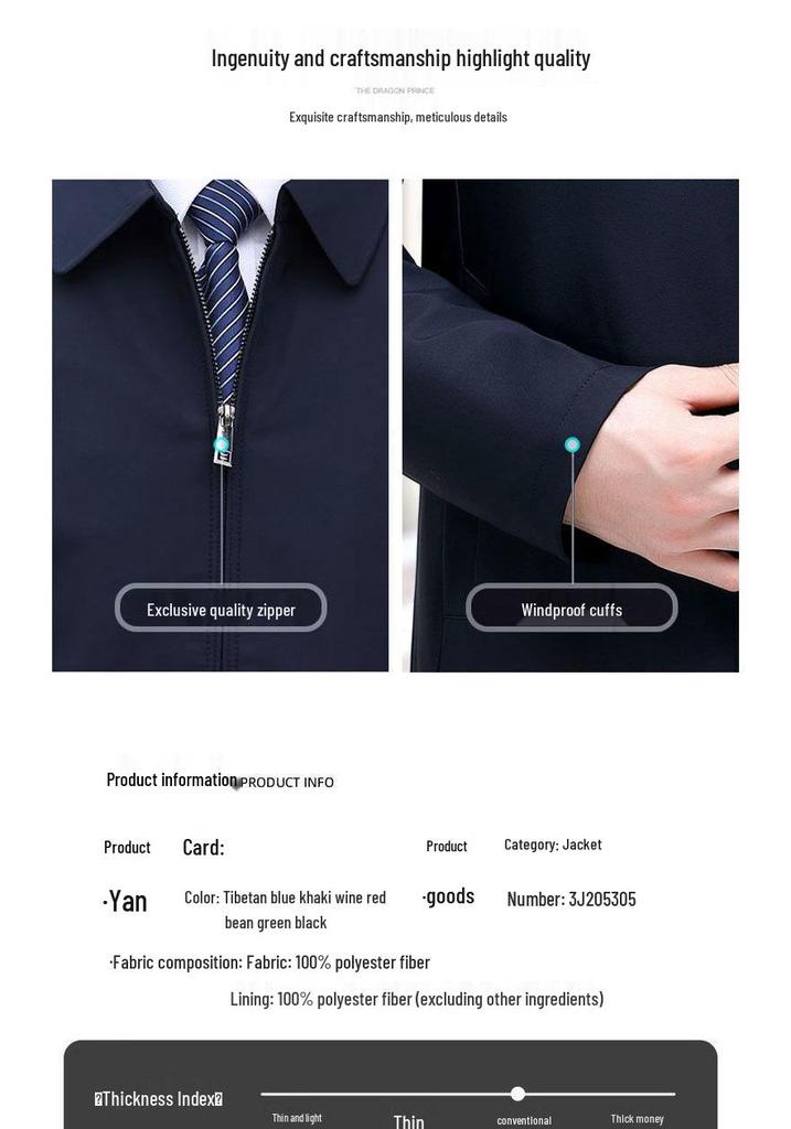 Men's Lapel Jacket: Loose Fit, Plus Size, Dad Style, Versatile Business Wear for Middle-aged & Elderly - Spring & Autumn