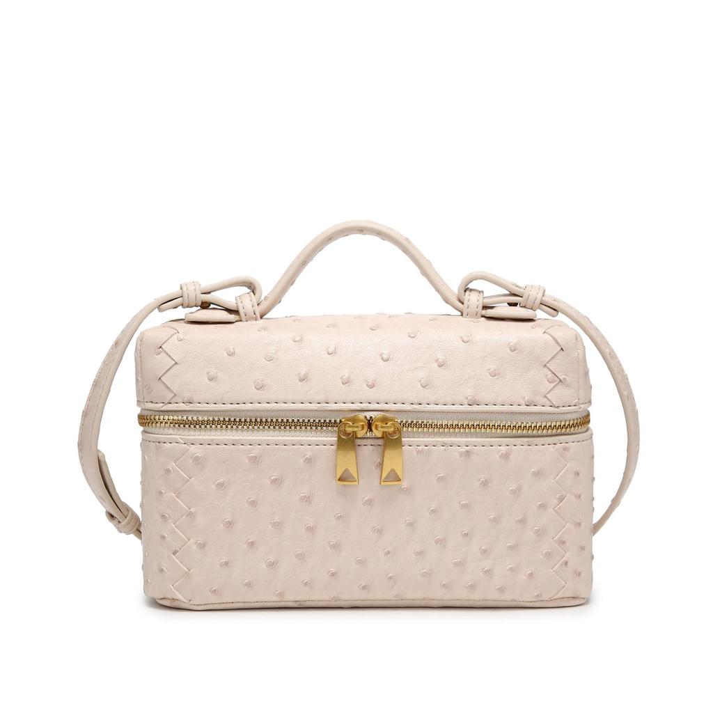 Bag 2025 popular ostrich pattern lunch box bag shoulder crossbody small square bag versatile portable box bag