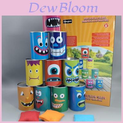 Iron Kids Bean Bag Toss Game Set With 10 Cans And 3 Sandbags For Parent Child Play