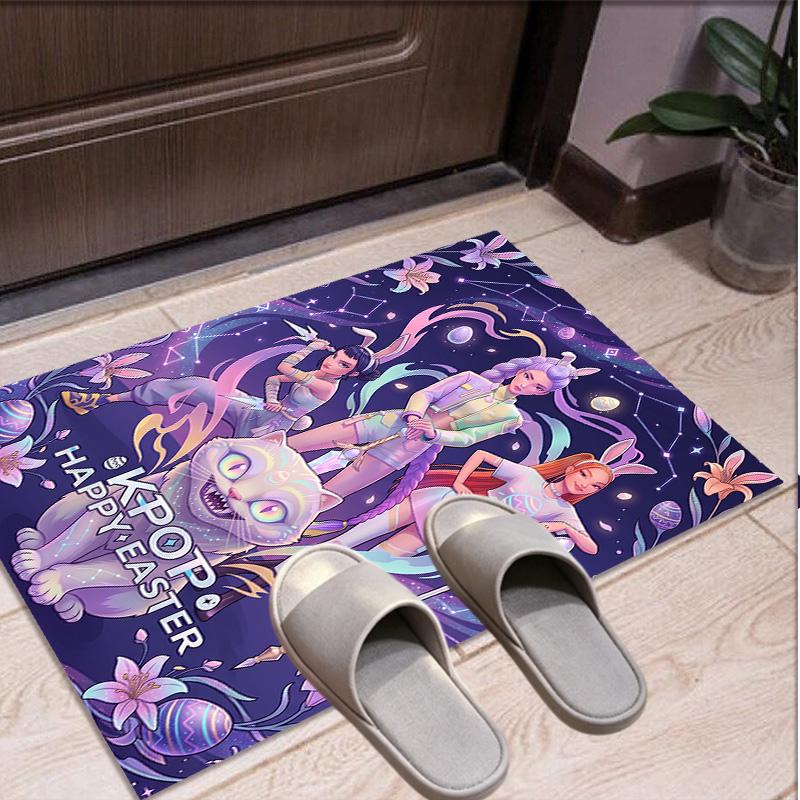 Covor cu Model KPop Demon Hunters, Covoraș de Interior/Exterior, pentru Picnic, Cameră de Jocuri, Dormitor, Birou, Sufragerie, Covor Decorativ pentru Casă, Cadou de Ziua de Naștere