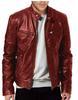 European & American Style Men's Stand-up Collar Leather Motorcycle Jacket with Logo
