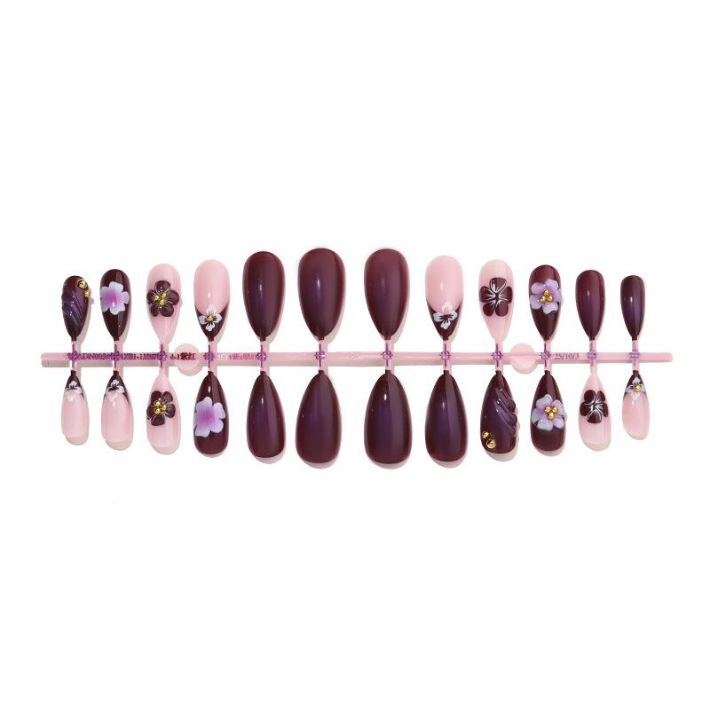 Press On Nails Medium Almond Fake Nails with Designs Reusable False Nails Press Ons Glossy Full Cover Acrylic Glue On Nails Stick On Nail for Women