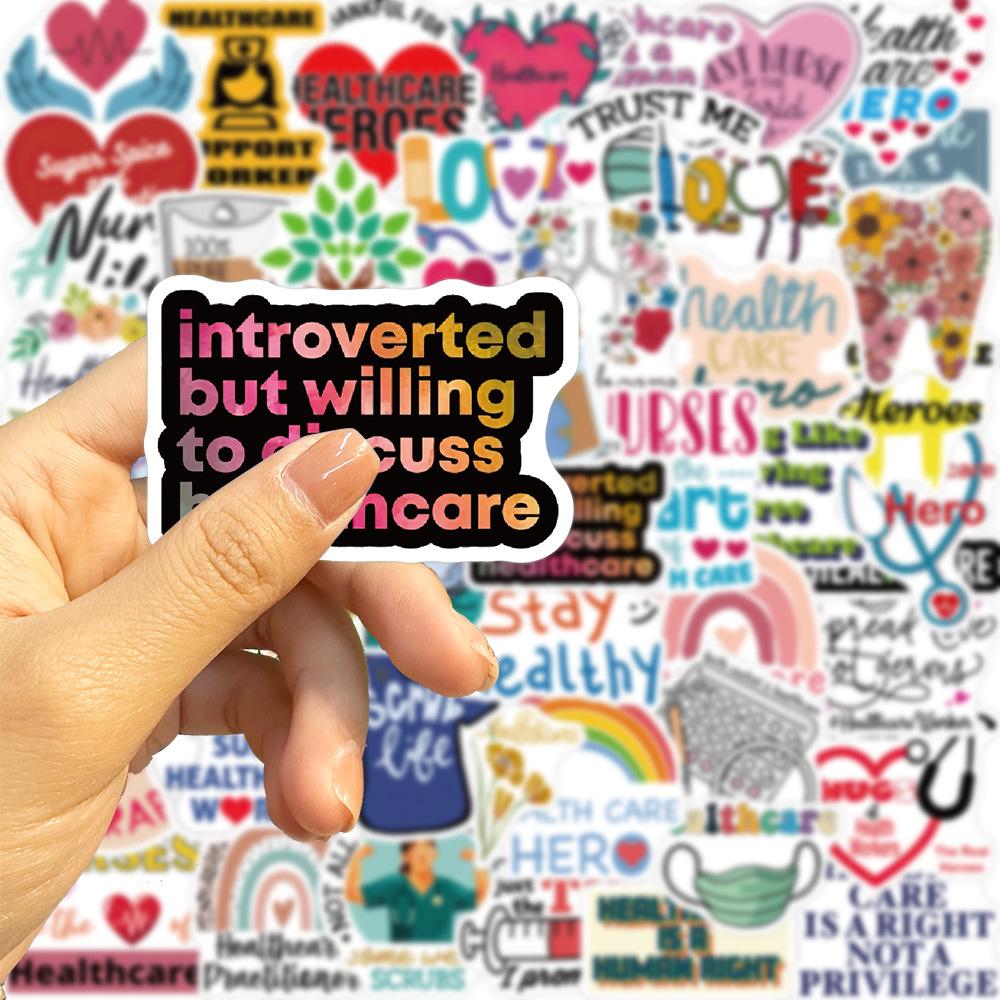 52 Cartoon Care Health Graffiti Stickers Decorate Guitar Notebook Suitcase DIY Waterproof