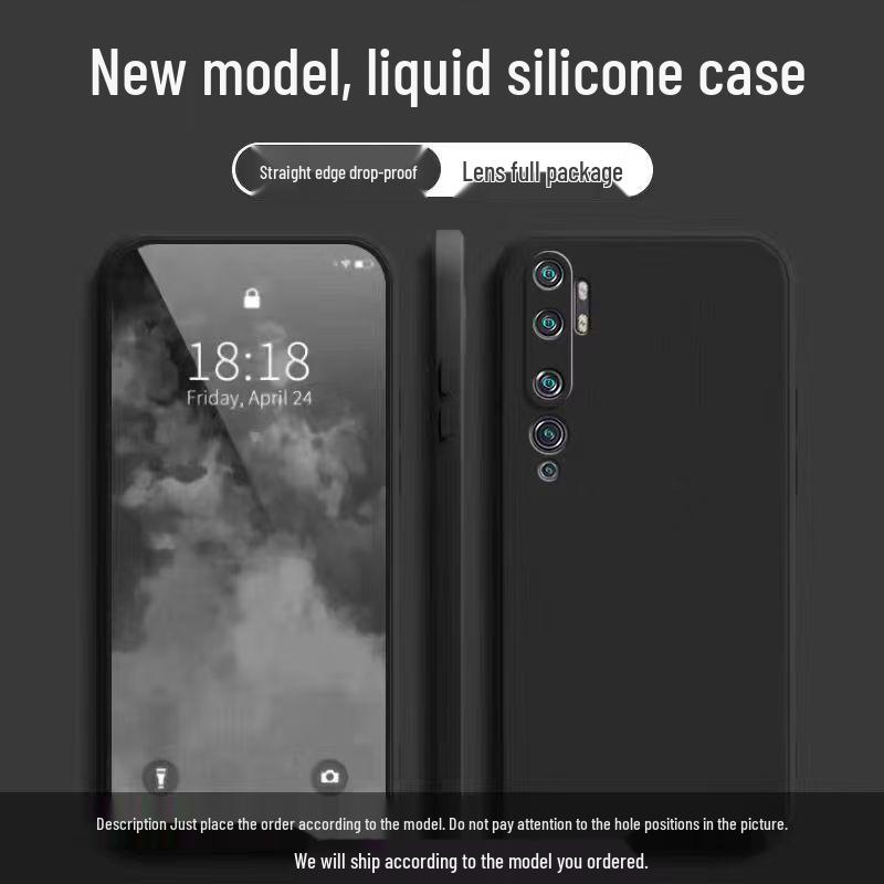 Compatible with Xiaomi CC9 Pro: Solid Color, Rubik's Cube Design, Liquid Silicone, All-Inclusive, Drop-Proof, Straight Edge Soft Case.