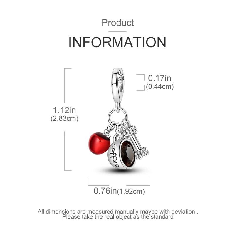 Charms Platacoffee Apple Dumbbell Weight Loss Beads Fit Originalbracelets Charms For Women Jewelry Diy Making Gifts