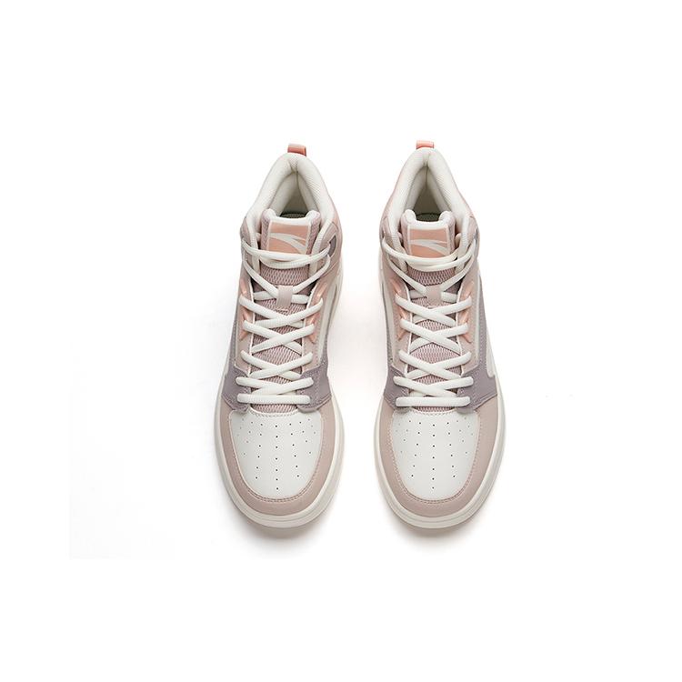 New Anta Wear Resistant Slip Resistant Cushioning High Top Skateboard Shoes Women's Pink 122138071-3