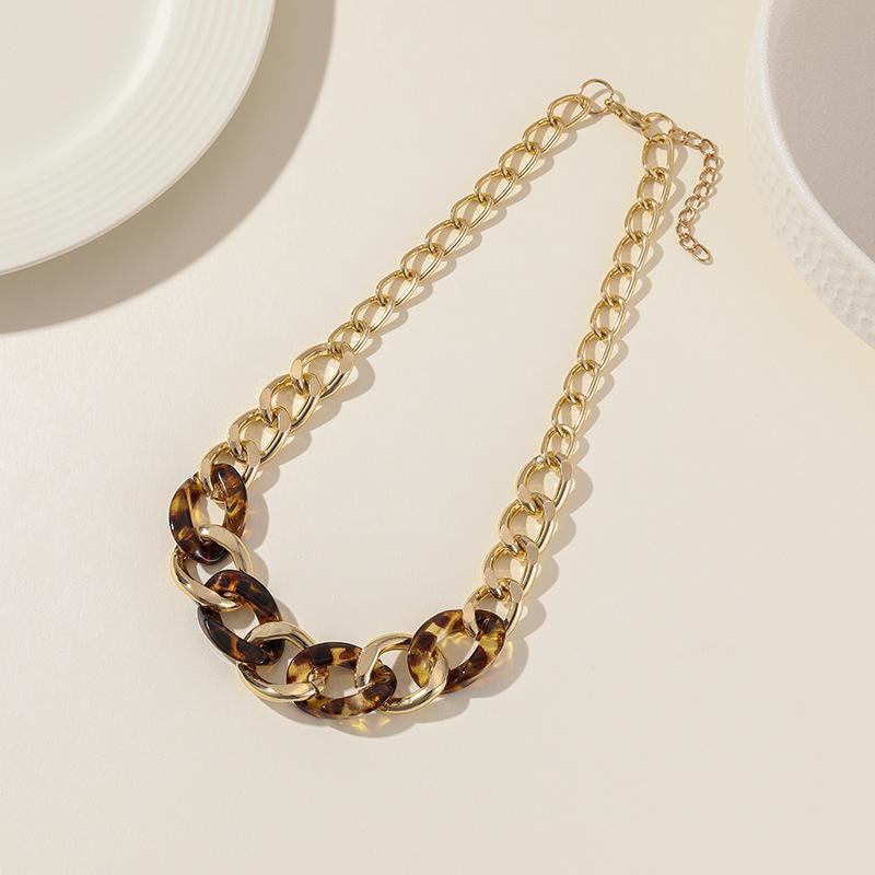 Hip-Hop Necklace, Cuban Collarbone Chain, Punk Metal Exaggerated Necklace, Sweater Chain For Women