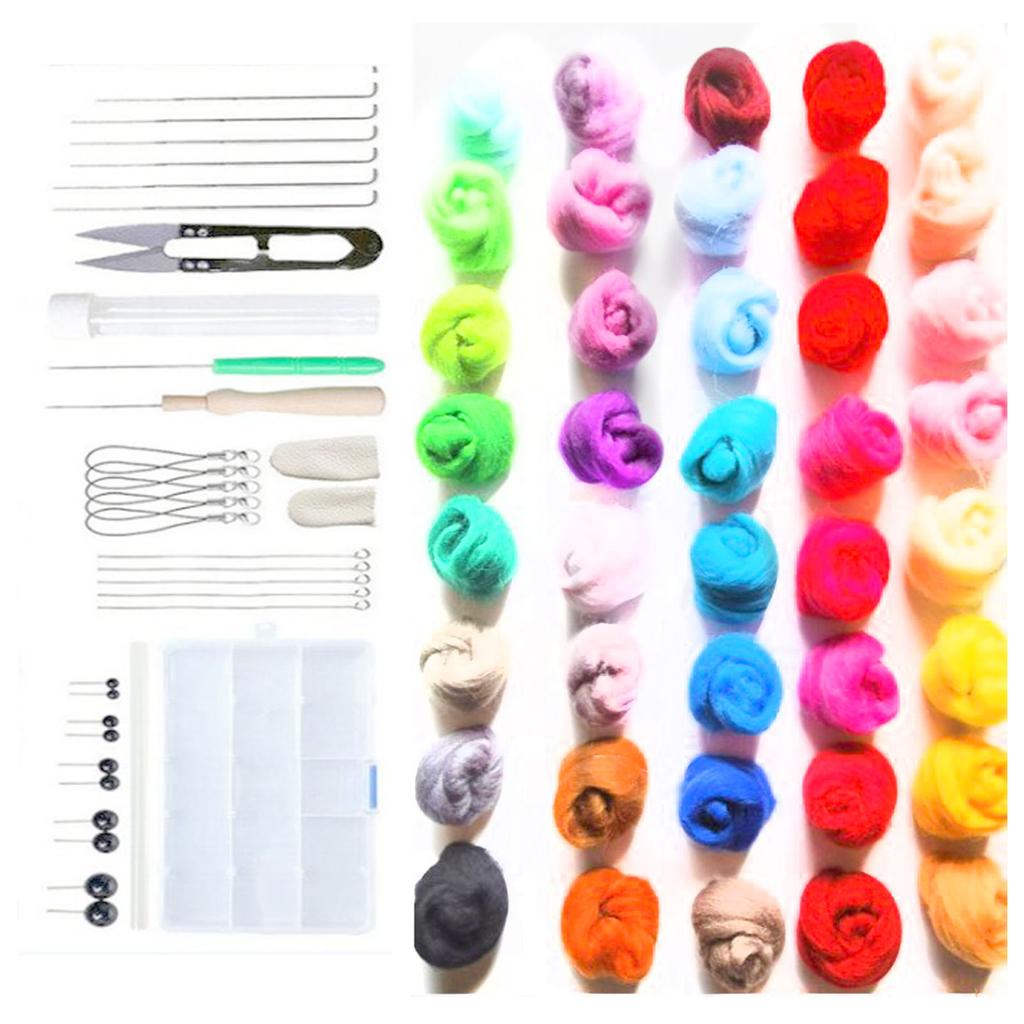 Needle Felting Kit Bright Colors Wool Soft Eco Friendly Safe Easy Operation Felting Kit for Kids Parents Gifting