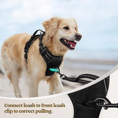 Coleira Peitoral para Cão com Alça Acolchoada para Cão Anti-Puxão Coleira para Cão Refletiva Respirável Ajustável com Clipe Frontal