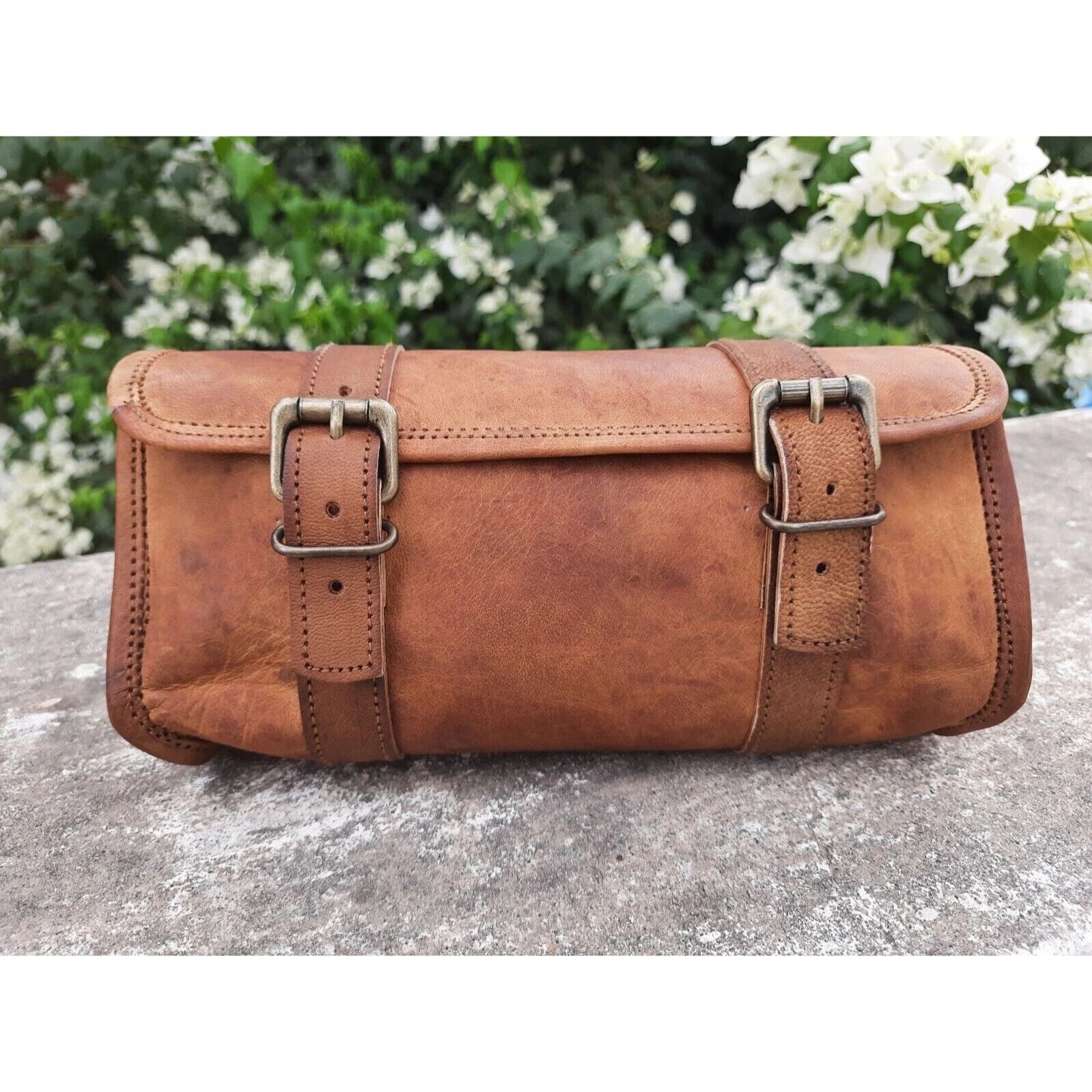 

Leather Side Saddle Pouch Saddlebags Tool Luggage Motorcycle Bags Panniers Bag 9 x 5 x 4 in