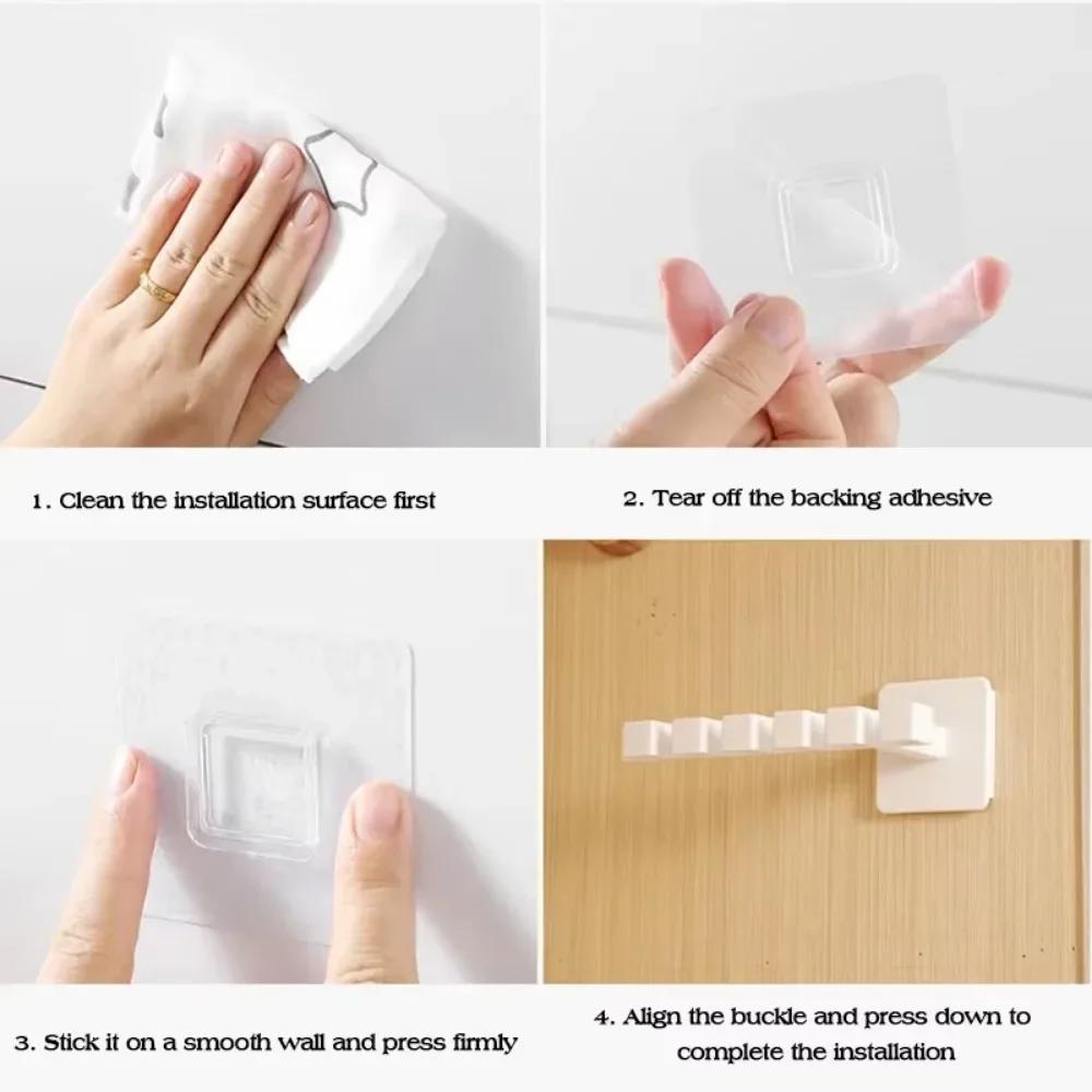 6 Hooks Hat Holder Shaped Baseball Cap Storage Rack Wall Mount Hat Belt Multifunctional Storage Without Punching Economic Hook