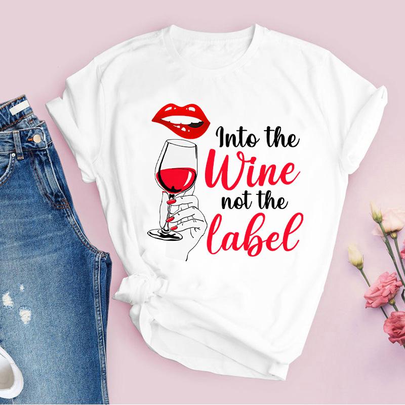 Women Tshirt Cartoon Clothing Cheers Red Wine 90S T Shirt Ladies Graphic Print Tee Tops 90S Short Sleeve Female T-Shirt Clothing