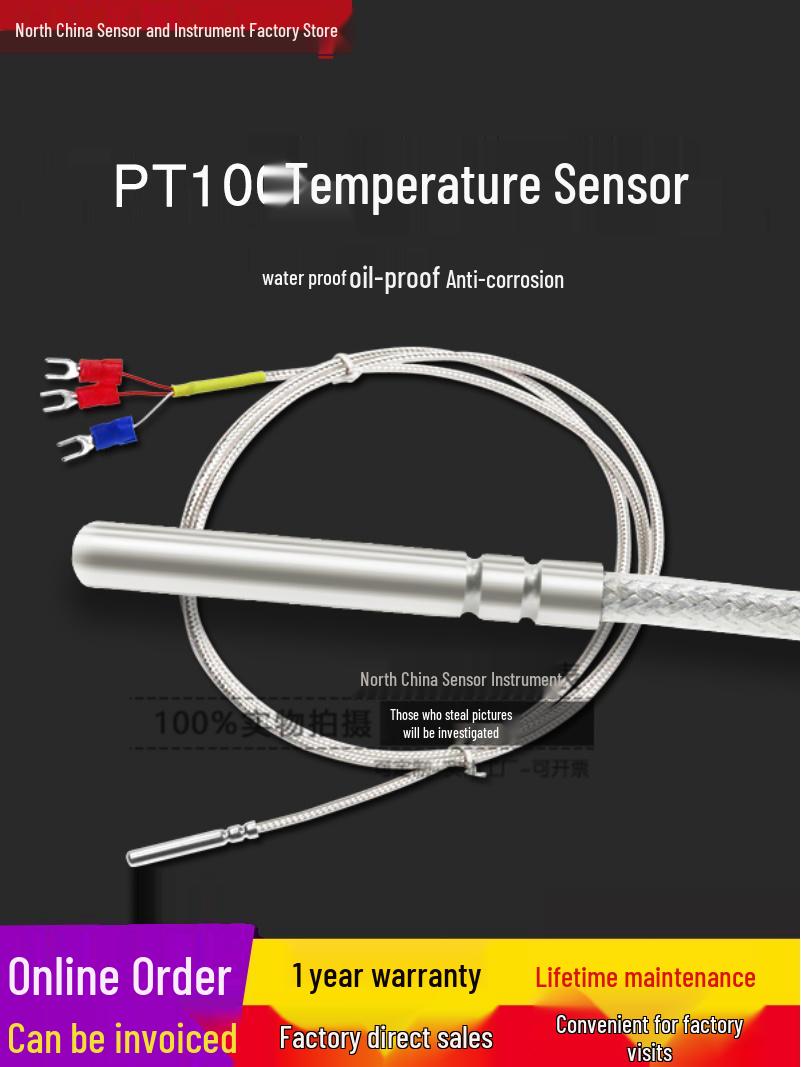 

PT100 Waterproof Teflon-Shielded Temperature Sensor with Three-Wire Silver-Plated High-Temp and Corrosion-Resistant Probe Special offer - single unit minimum order