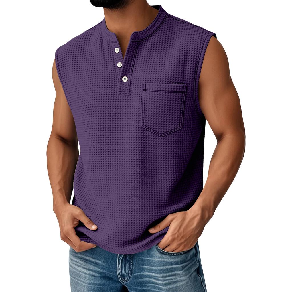 Men's Sleeveless Pocket Vest Men's Casual Fashion Sports Sleeveless Vest