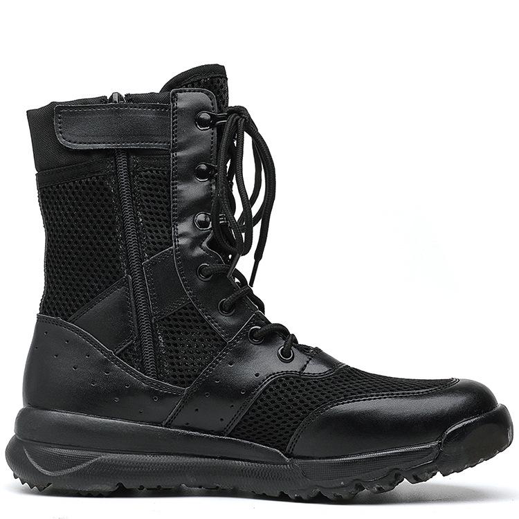 Plus Size Men's Breathable Side Zip Tactical Boots - High-Top Outdoor Military Style