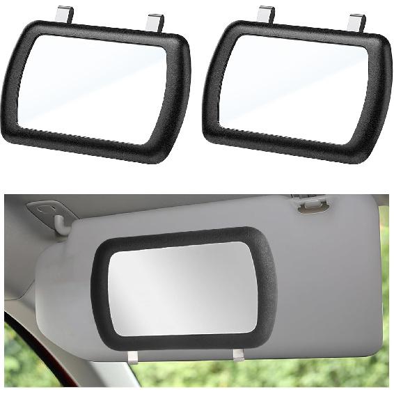 2 PCS Car Sun Visor Vanity Mirror, Clip-on Vehicle Makeup Mirrors for Women Girls, Portable Auto Sun-Shading Visors Cosmetic Mirror for Cars Truck