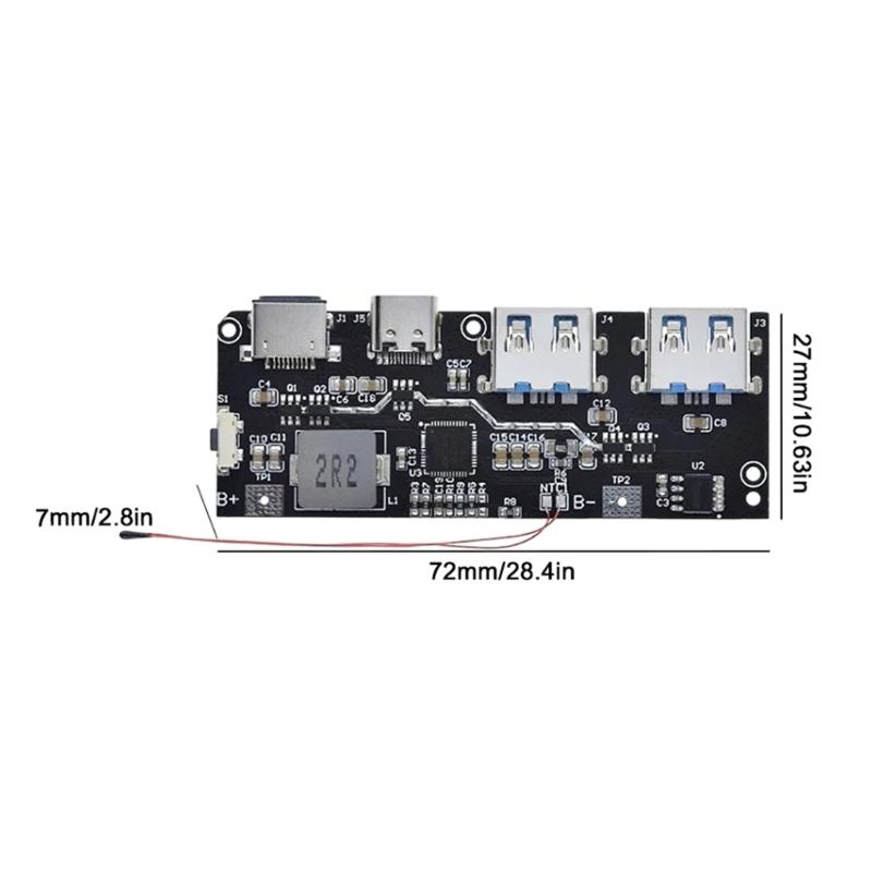 22.5W Bi Directional 5 USB Quick Charging Board Converter Suitable for Mobile Power Supply Module QC4 PD3.0 Input Output