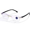 Frameless Diamond Cut Ultra Light Reading Glasses Unisex Elegant Anti Blue Light Eyeglasses 0 TO +4.0