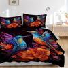3pcs Colorful Hummingbirds Amidst Vibrant Flowers Quilt Set Cartoon Themed Bed Quilt Set Lovely Character Bedroom Decor Bed Quilt Set Four Season
