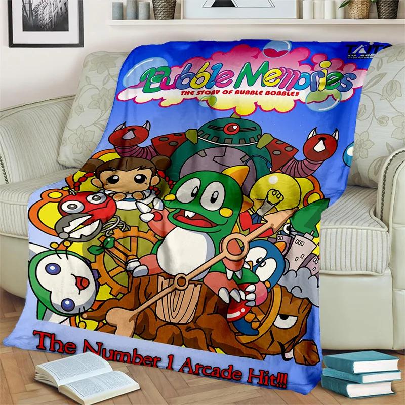 Bubble Bobble Cartoon Game Gamer 3D Blanket,Soft Throw Blanket for Home Bedroom Bed Sofa Picnic Travel Office Cover Blanket Kids