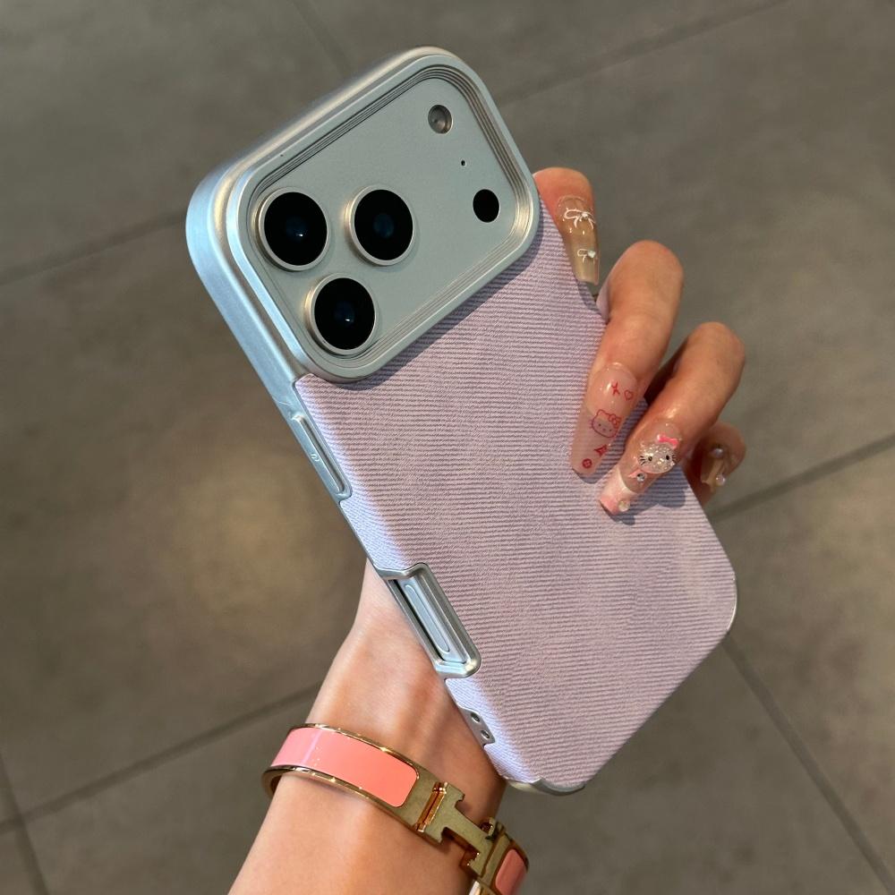 Luxury Jeans Fabric Soft Plating Case for iPhone 17 Air 16 15 14 Plus 13 12 11 Pro Max Shockproof Bumper Fabric  Cover Capa