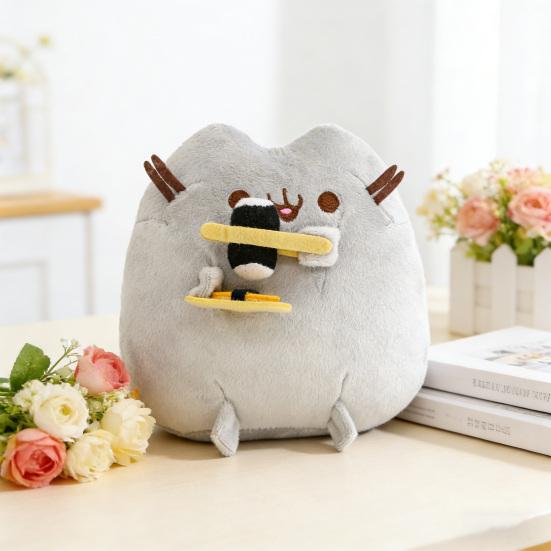 Plush Cat Stuffed Toy with Dessert Theme Ice Cream Donut Pizza Designs Plush Collectible Doll Soft Huggable Gift for Cat Lovers