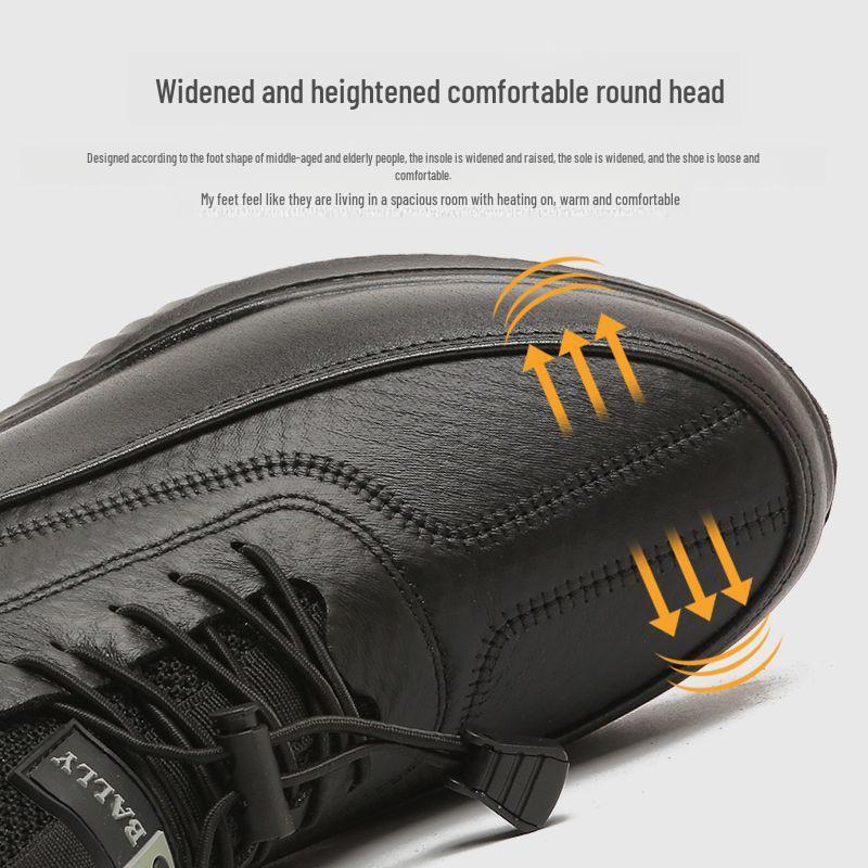 Men's Old Beijing Velvet Lined Winter Shoes - Soft Sole, Warm, Ideal for Middle-Aged & Elderly Walking
