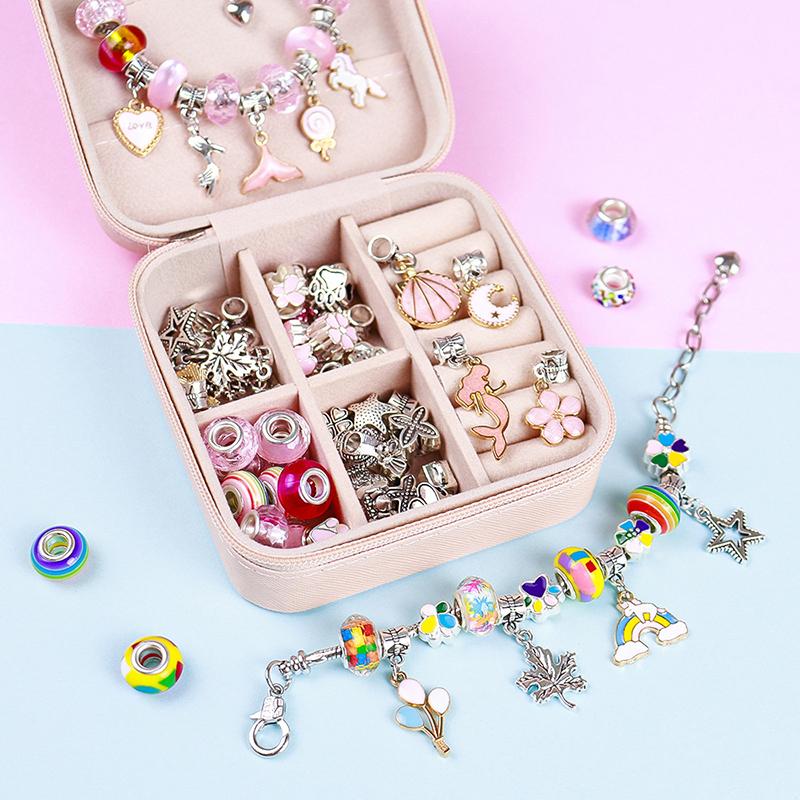 66Pcs Beads Kit For Diy Beaded Necklace Bracelet Jewrlry Making Cartoon Fairy Series Charms Gifts Set