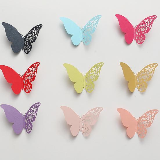 36Pcs 3D Butterfly Wall Decoration Hollow Wing Paper Butterflies Shape Sticker Home Office Living Room Bedroom Wall Ornament